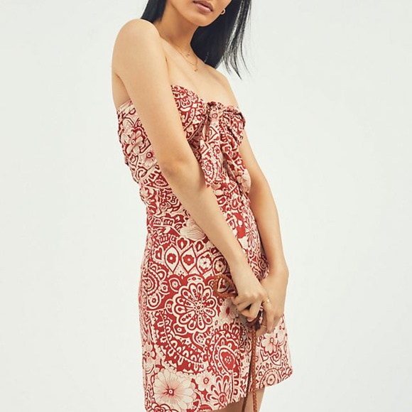 Anthropologie tie front strapless mini dress - Picture 3 of 8